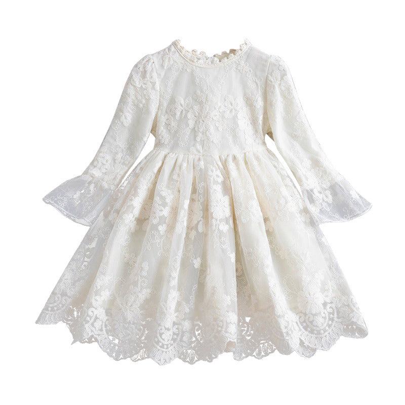 Wholesale Children's Short Sleeved Lace Polyester Dresses